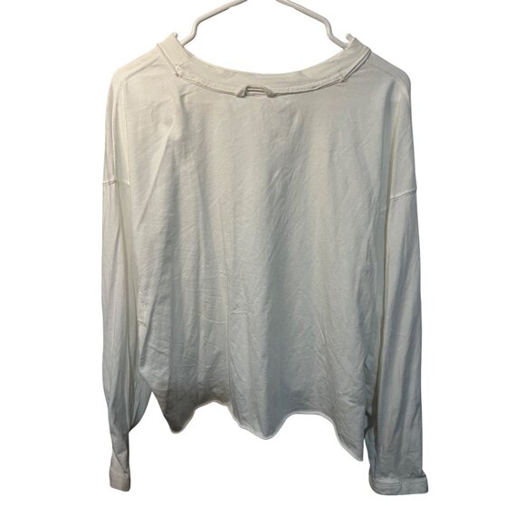 Free People White Oversized Long-Sleeve Shirt With Boho Print Detail Womens S - Picture 3 of 8